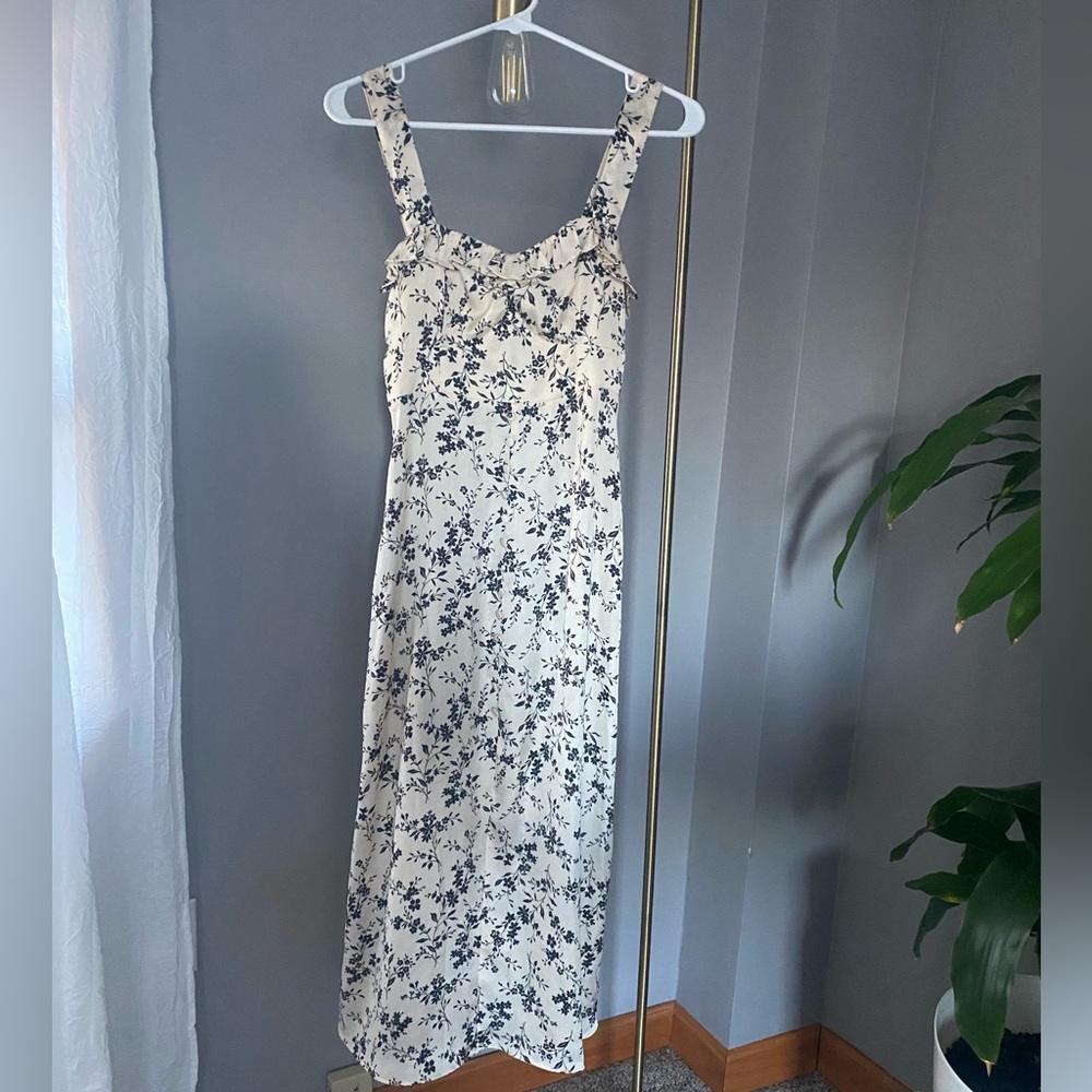 Zara- slip style dress- Size XS. Light weight cream/black floral print